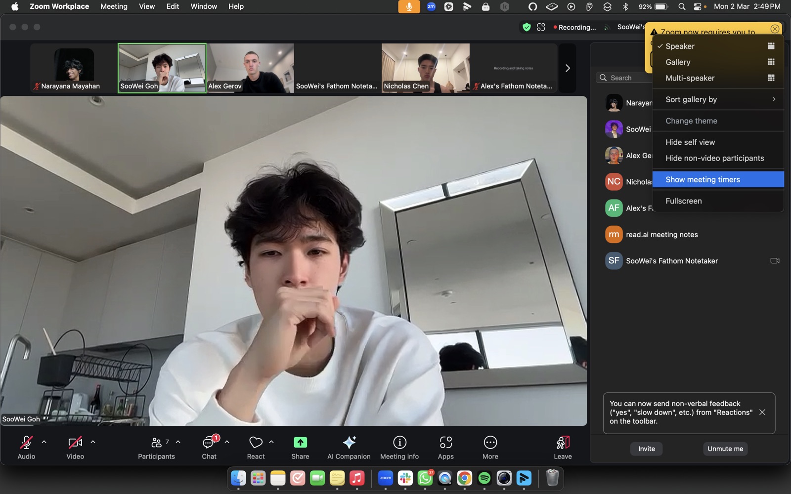 Video call between Sendr and SooWei Goh